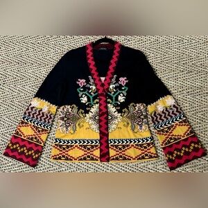 GUC Etro Giacca Intarsia Wool Blend Kimono Sleeve Knit Jacket IT42 M/L